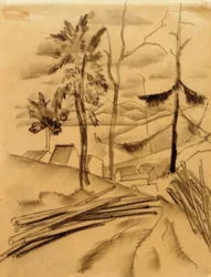 Landscape with Tree Trunks